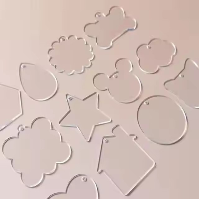 Custom Clear Glitter Acrylic Keychain Tags for Personalized Branding ...