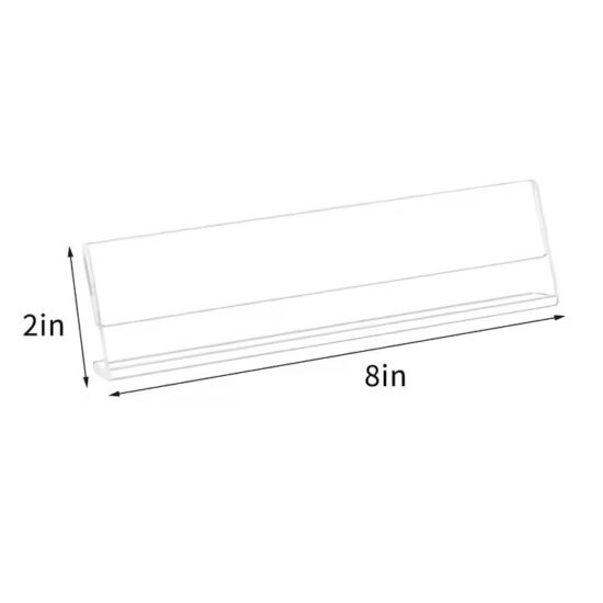 L-shaped clear acrylic desk name plate with custom printing