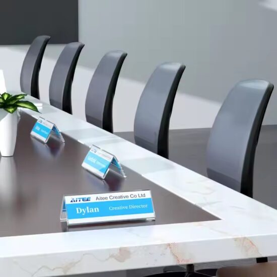 V-shaped acrylic name plate with double-sided display