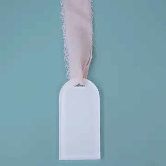 Blank Acrylic Wedding Place Card with Ribbon