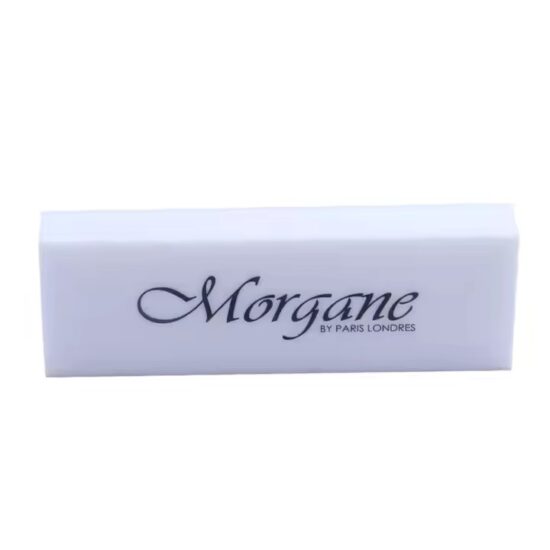White acrylic office desk name plate with customized text