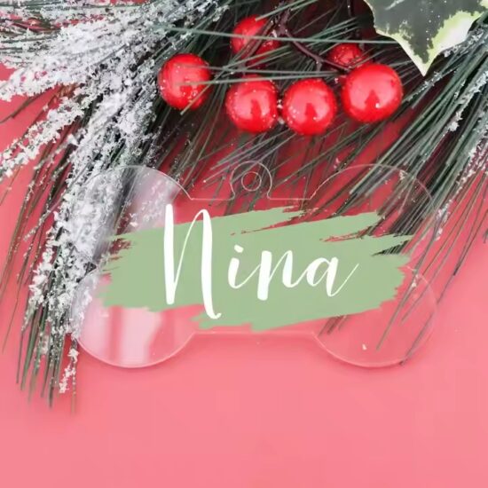 Dog bone shape acrylic Christmas ornament tags for custom decoration