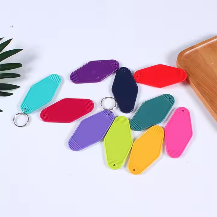Colorful custom-shaped acrylic hotel key tags