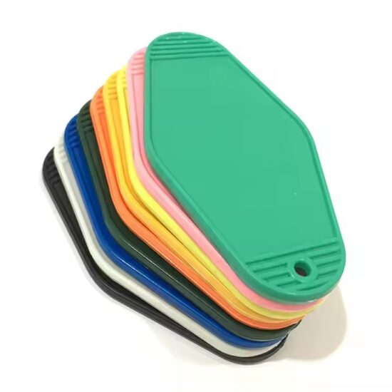 Colorful custom-shaped acrylic hotel key tags