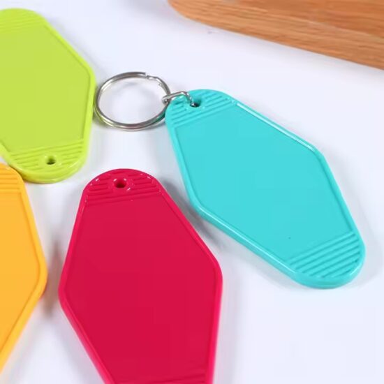 Colorful custom-shaped acrylic hotel key tags