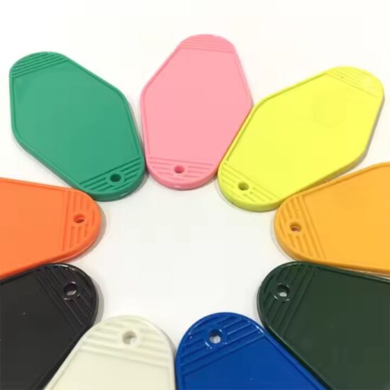 Colorful custom-shaped acrylic hotel key tags