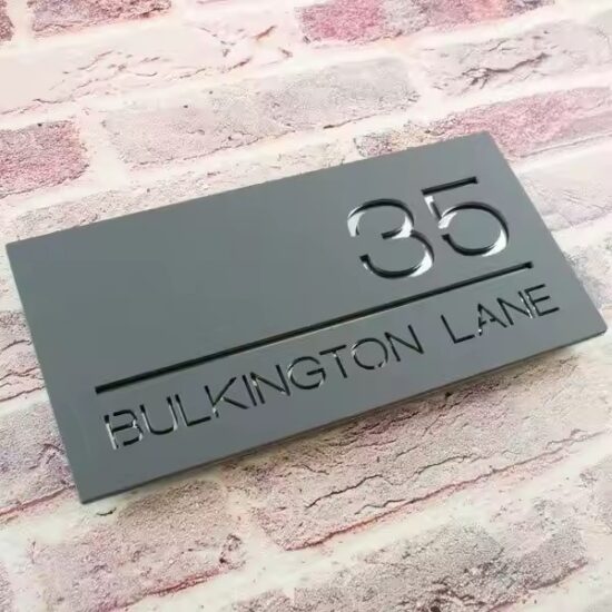 Acrylic hotel room number plate with modern engraved design