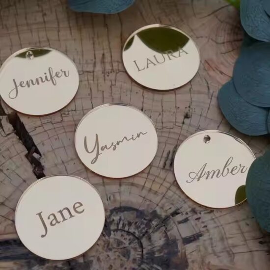 Personalized DIY acrylic tags in custom shapes with names