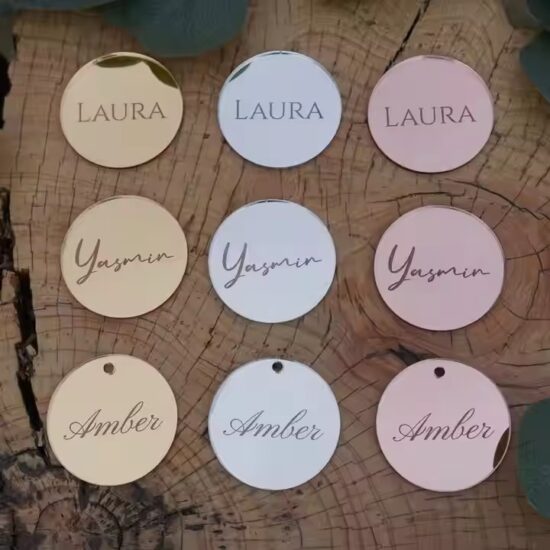 Personalized DIY acrylic tags in custom shapes with names
