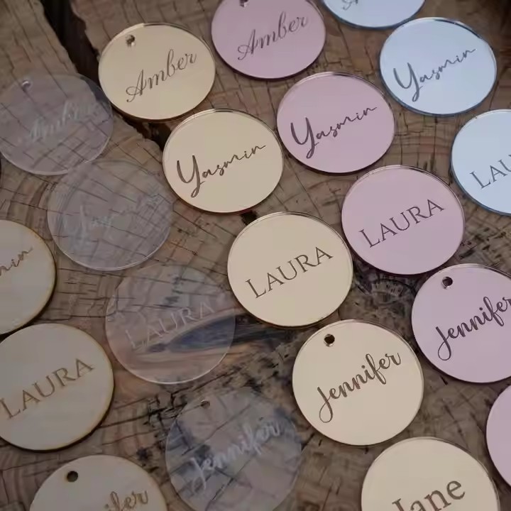 Personalized DIY acrylic tags in custom shapes with names