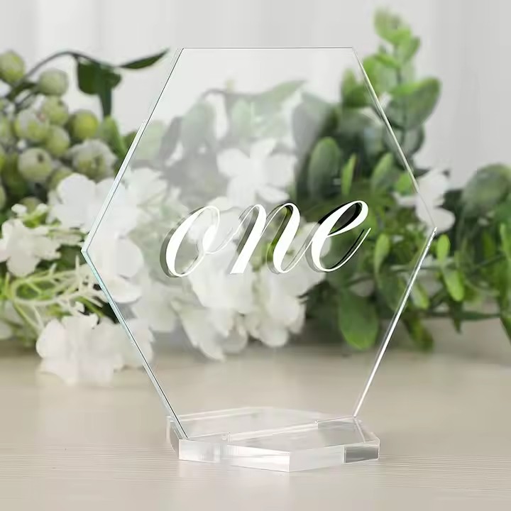 Blank Acrylic Table Number Sign for Custom Printing and DIY Use