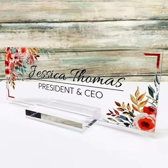 Blank Clear Acrylic Desk Name Plate