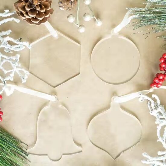Blank DIY acrylic Christmas tree ornaments for crafts and decor