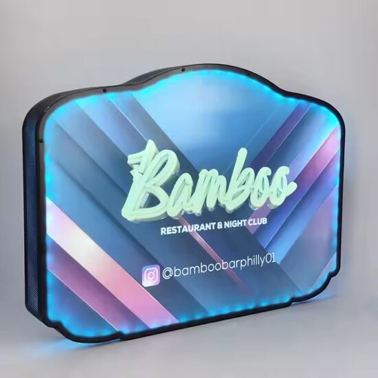 Custom Printed Acrylic Sign with Dual LED Strip Lighting for Branded Display