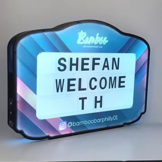 Custom Printed Acrylic Sign with Dual LED Strip Lighting for Branded Display