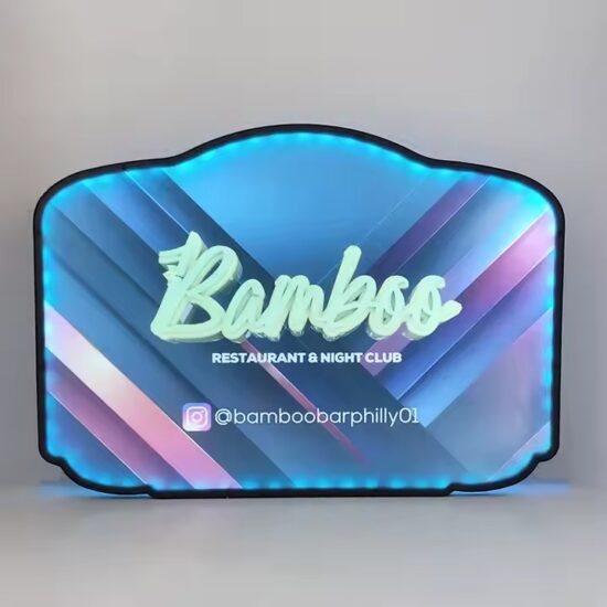 Custom Printed Acrylic Sign with Dual LED Strip Lighting for Branded Display