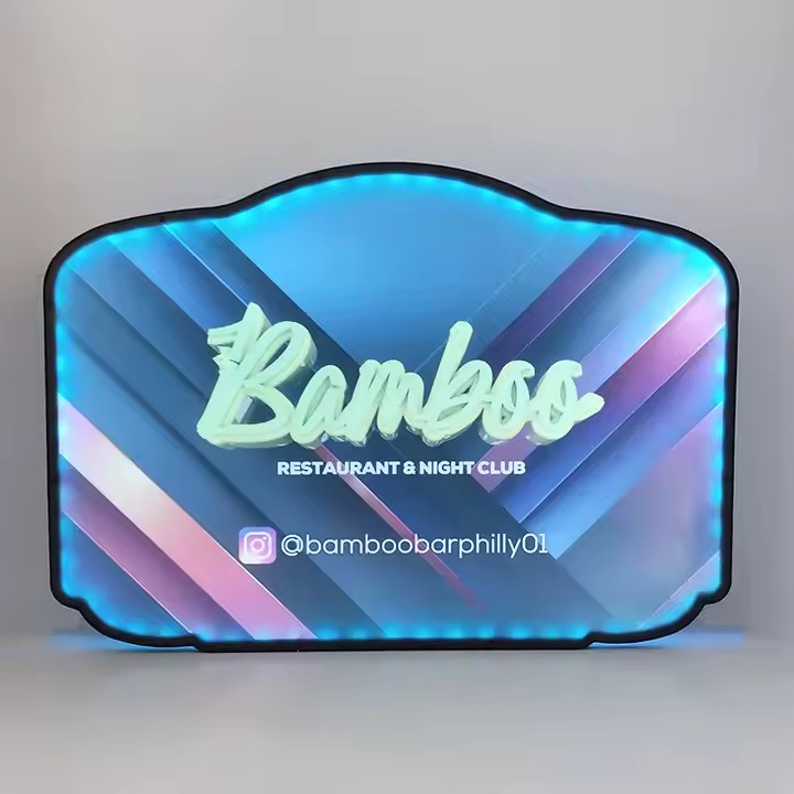 Custom Printed Acrylic Sign with Dual LED Strip Lighting for Branded Display