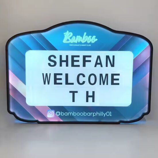 Custom Printed Acrylic Sign with Dual LED Strip Lighting for Branded Display