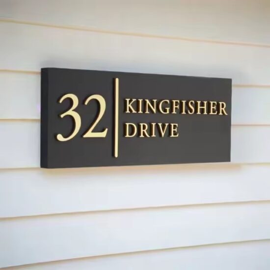 Custom acrylic hotel room number sign with modern design