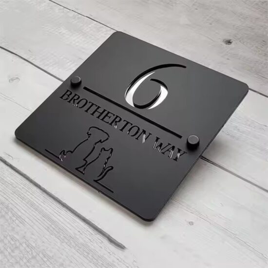 Custom acrylic hotel room number sign with modern design