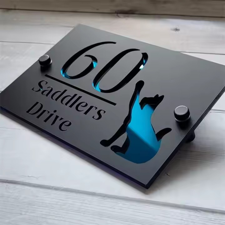Custom acrylic hotel room number sign with modern design