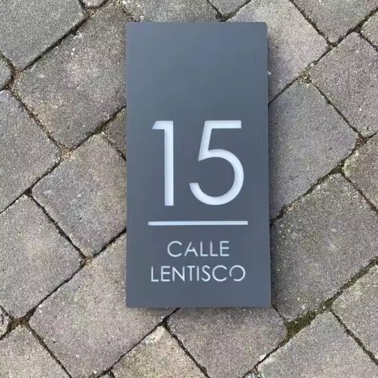 Modern rectangular acrylic house number plate for contemporary homes