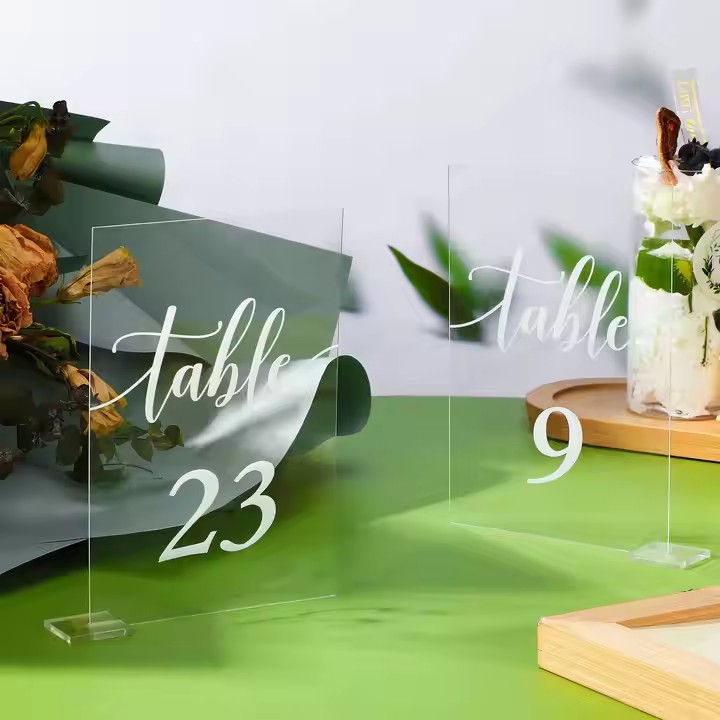 Custom Printed Acrylic Wedding and Party Table Number Sign