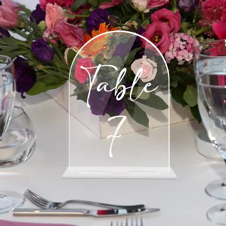 Custom Engraved Acrylic Wedding Table Number Sign
