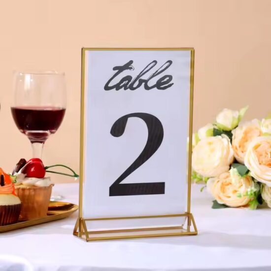 Double-Sided Gold Acrylic Table Number Sign Holder