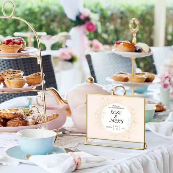Double-Sided Gold Acrylic Table Number Sign Holder