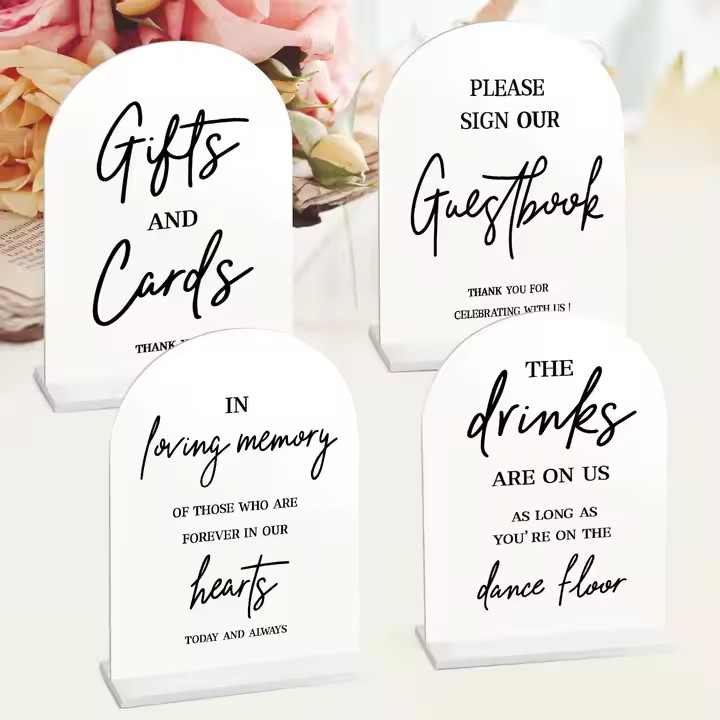 Custom White Acrylic Sign with Engraved Lettering for Party Decor