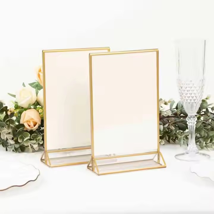 Freestanding Gold Frame Acrylic Table Number Holder
