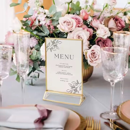 Freestanding Gold Frame Acrylic Table Number Holder