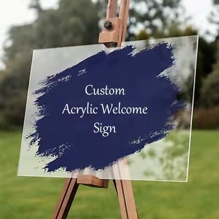 Custom Printed Acrylic Wedding Sign with High-Resolution Decorative Text