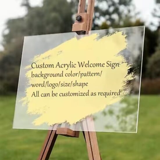 Custom Printed Acrylic Wedding Sign with High-Resolution Decorative Text