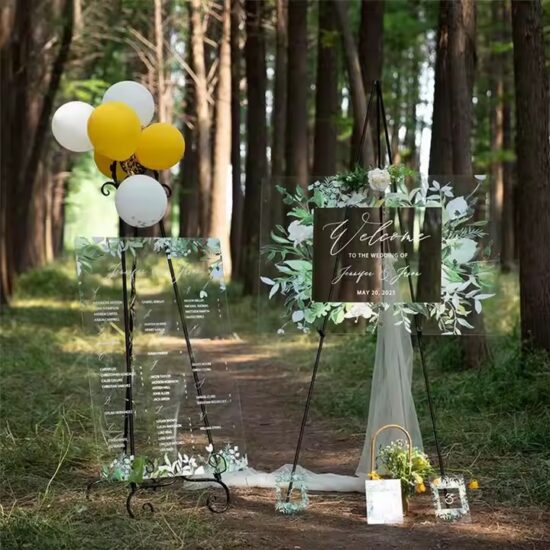 Custom Printed Acrylic Wedding Sign with High-Resolution Decorative Text