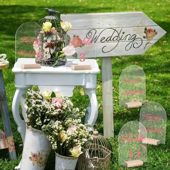 Custom Clear Acrylic Wedding Place Cards Blank