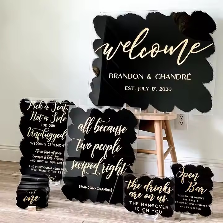 Custom Wholesale Acrylic Wedding Sign with Engraved Text