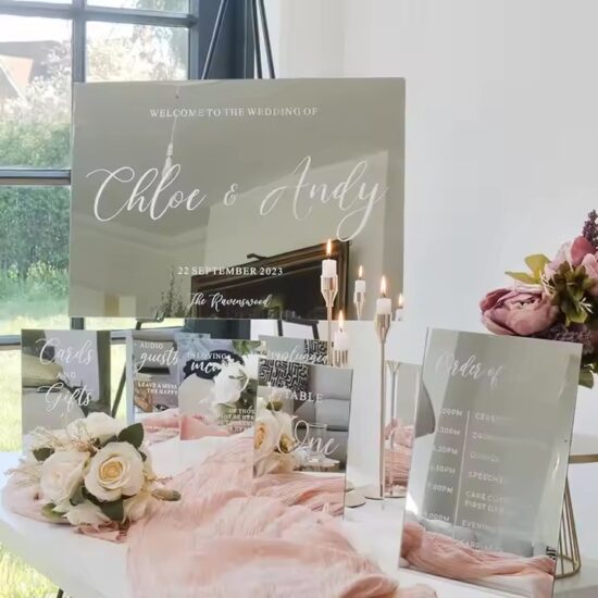 Custom Wholesale Acrylic Wedding Sign with Engraved Text