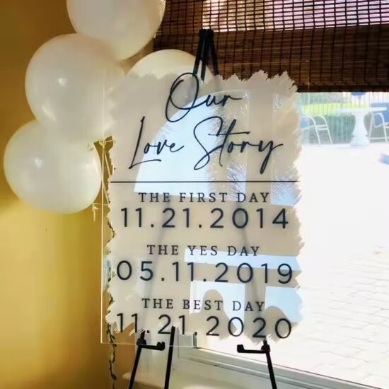 Custom Wholesale Acrylic Wedding Sign with Engraved Text
