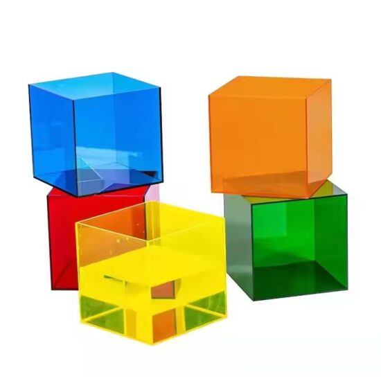 Laser-cut colored acrylic panel with vibrant hues and smooth edges