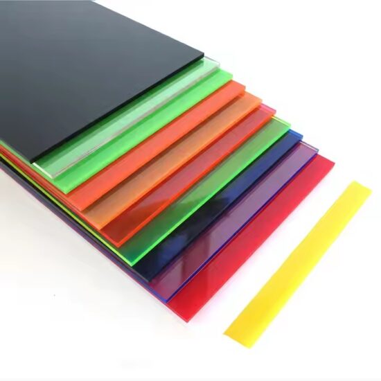 Laser-cut colored acrylic panel with vibrant hues and smooth edges