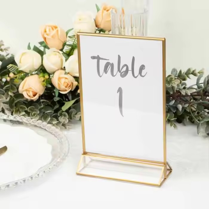 Gold Frame Acrylic Freestanding Table Number Holder