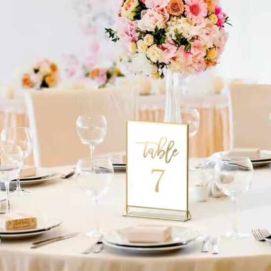 Gold Frame Acrylic Wedding Table Number Holder Display
