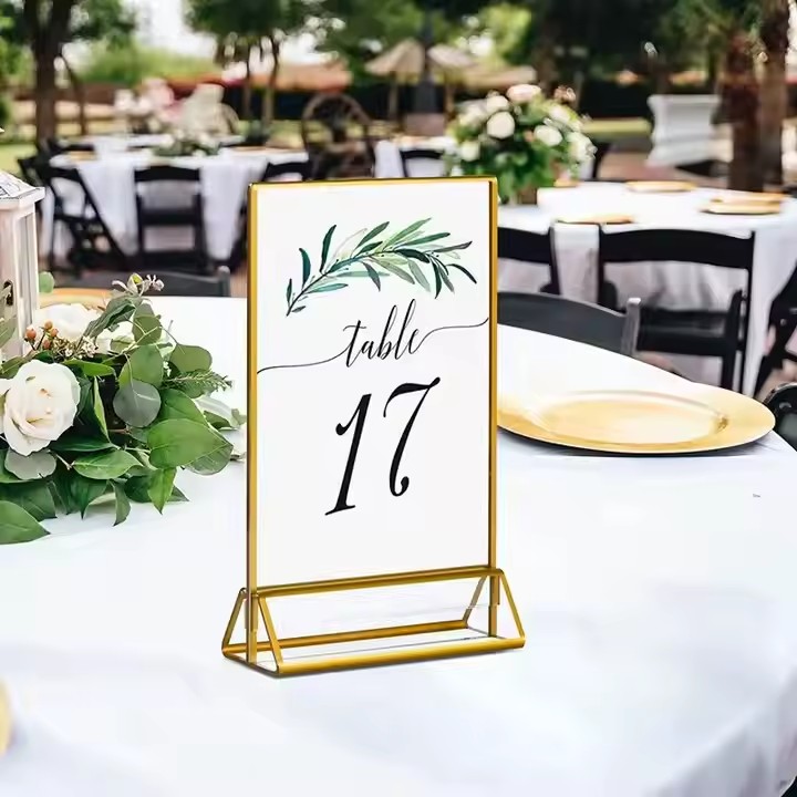 Gold Frame Acrylic Wedding Table Number Holder Display