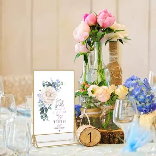 Gold Frame Acrylic Wedding Table Number Holder Display