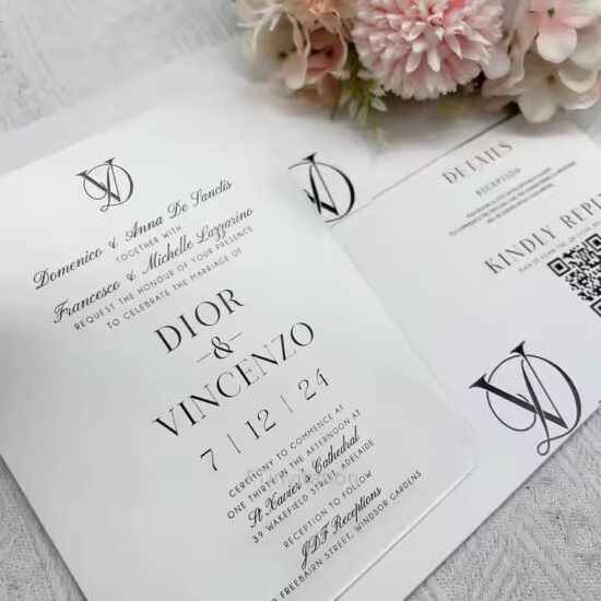 Custom Printed Frosted Acrylic Wedding Invitation