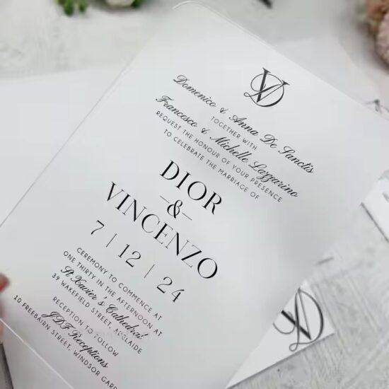 Custom Printed Frosted Acrylic Wedding Invitation