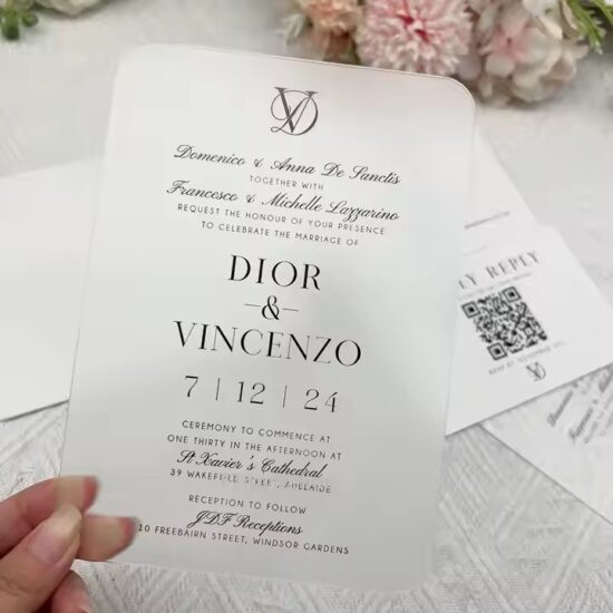 Custom Printed Frosted Acrylic Wedding Invitation