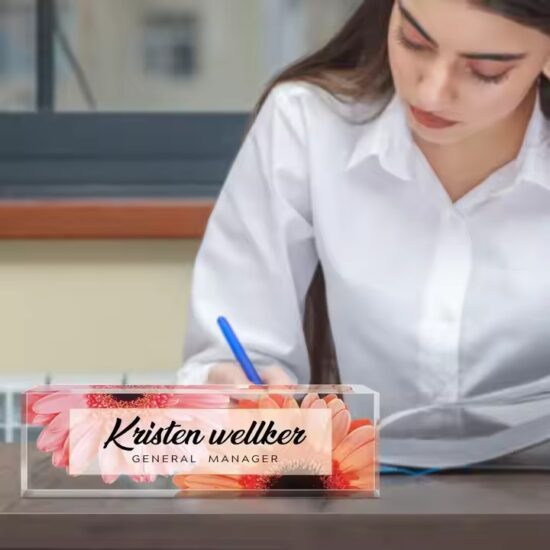 Premium Personalized Clear Acrylic Office Desk Name Plate